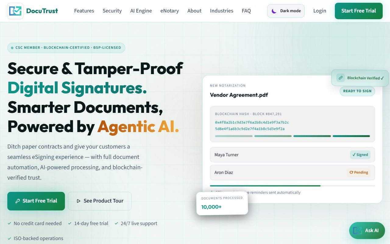 DocuTrust landing page